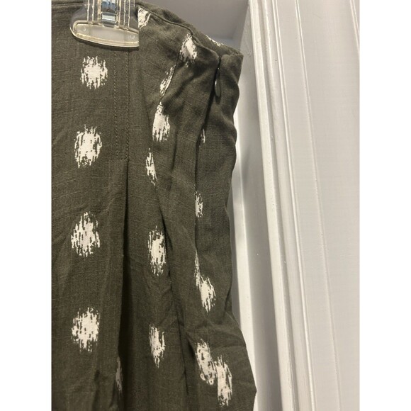 Women’s Size 12 Wide Leg Pants Olive Green Boho Granola Teacher Casual Fun Zip - Picture 3 of 9